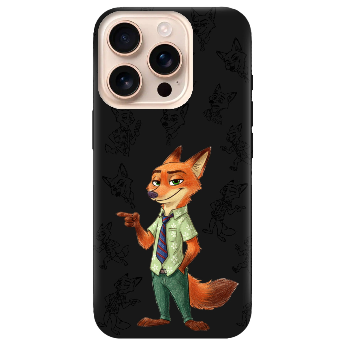 Чохол для Apple iPhone 16 Pro Max чорний матовий soft touch Зоотрополіс Нік Nick - фото 1 - Чохли для телефонів