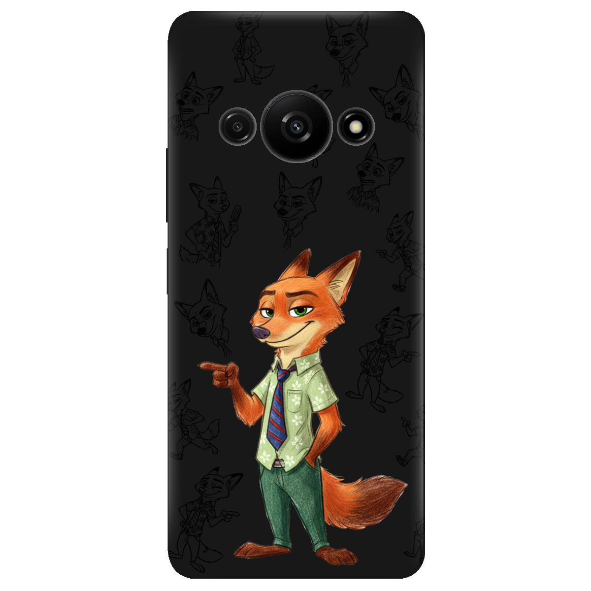 Чехол для Xiaomi Redmi A3 черный матовый soft touch Зоотрополис Ник Nick - фото 1 - Чехлы для телефонов