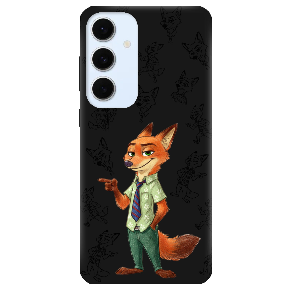 Чехол для Samsung Galaxy S24 FE черный матовый soft touch Зоотрополис Ник Nick - фото 1 - Чехлы для телефонов
