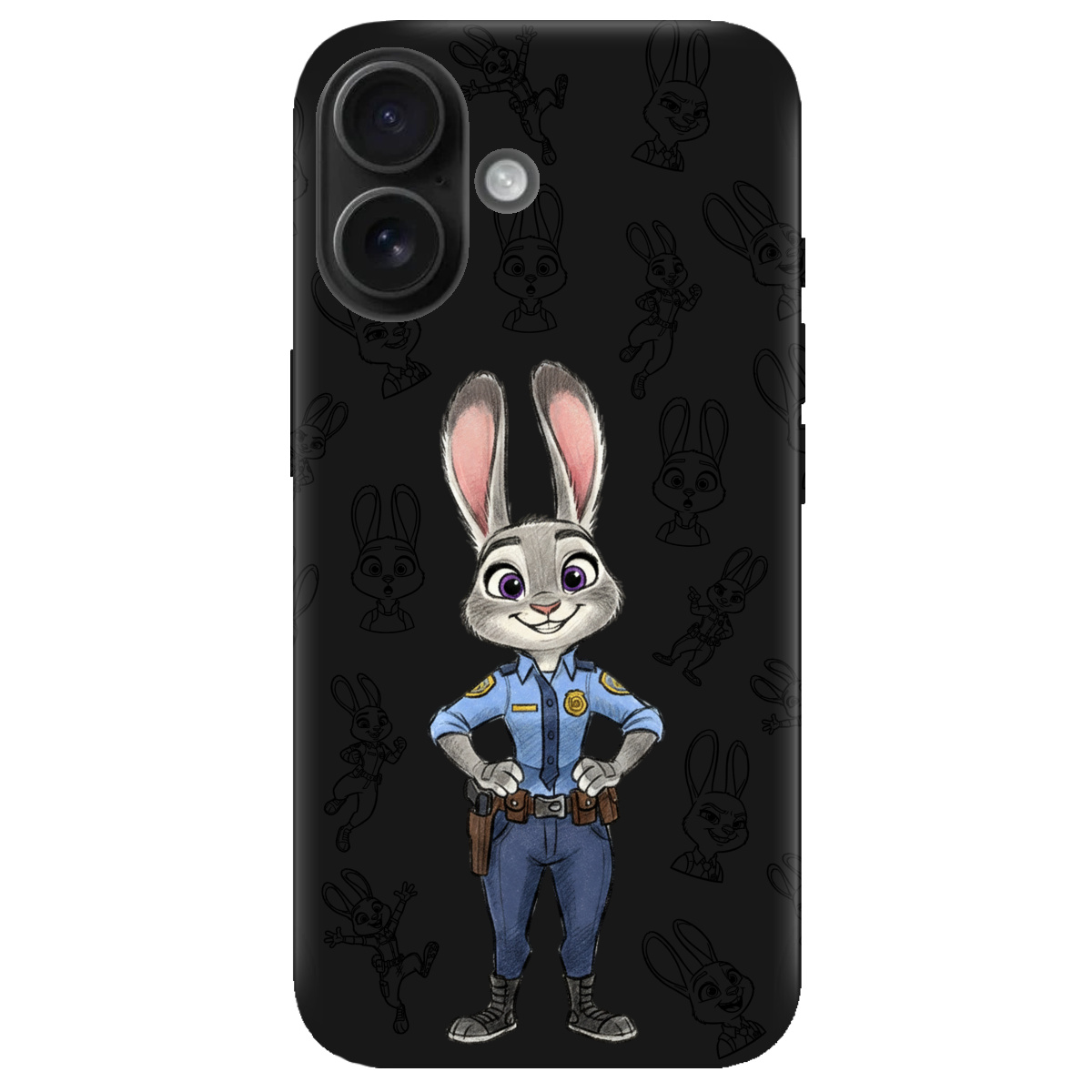 Чехол для Apple iPhone 16 черный матовый soft touch Зоотрополис Джуди Judy - фото 1 - Чехлы для телефонов
