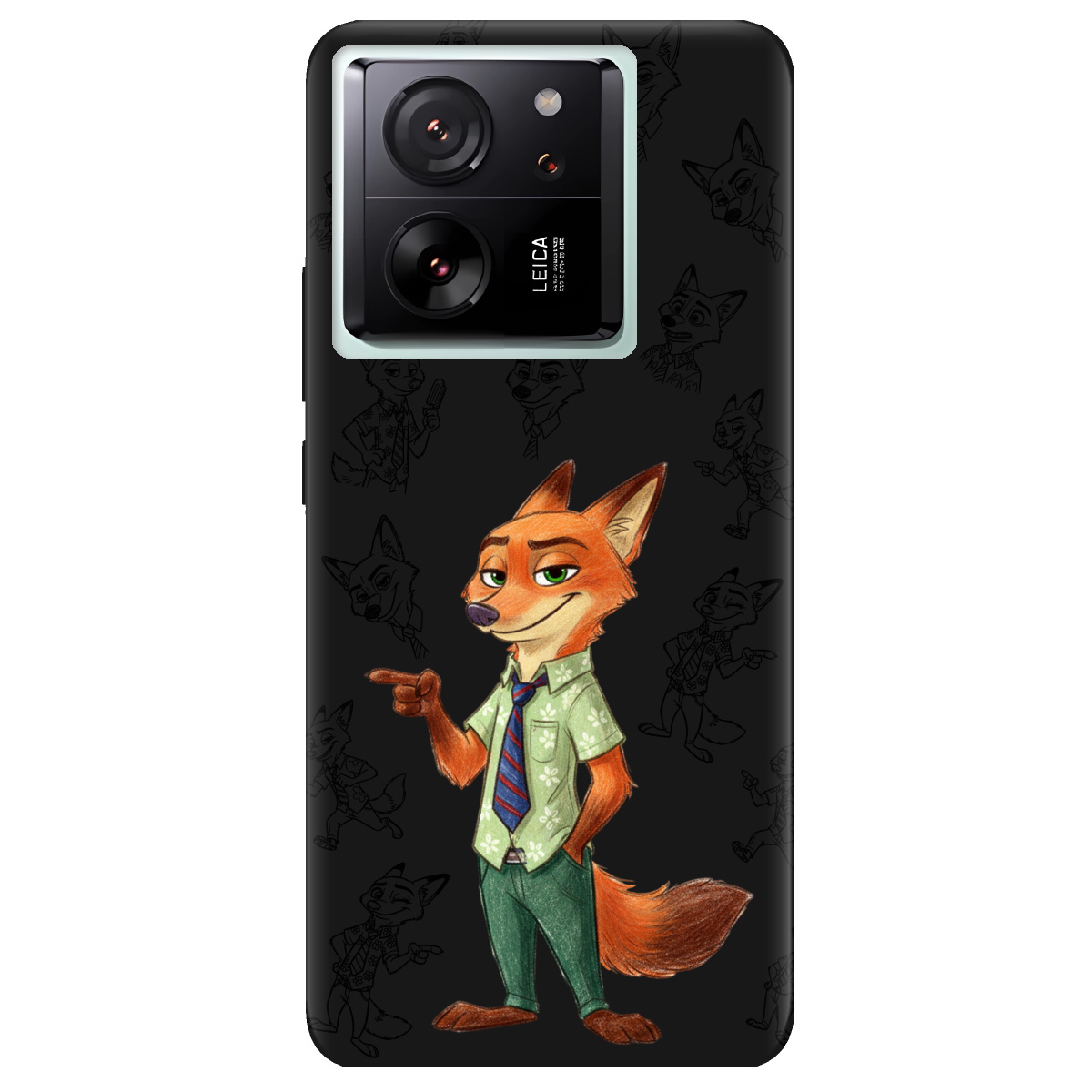 Чохол для Xiaomi 13T Pro чорний матовий soft touch Зоотрополіс Нік Nick - фото 1 - Чохли для телефонів