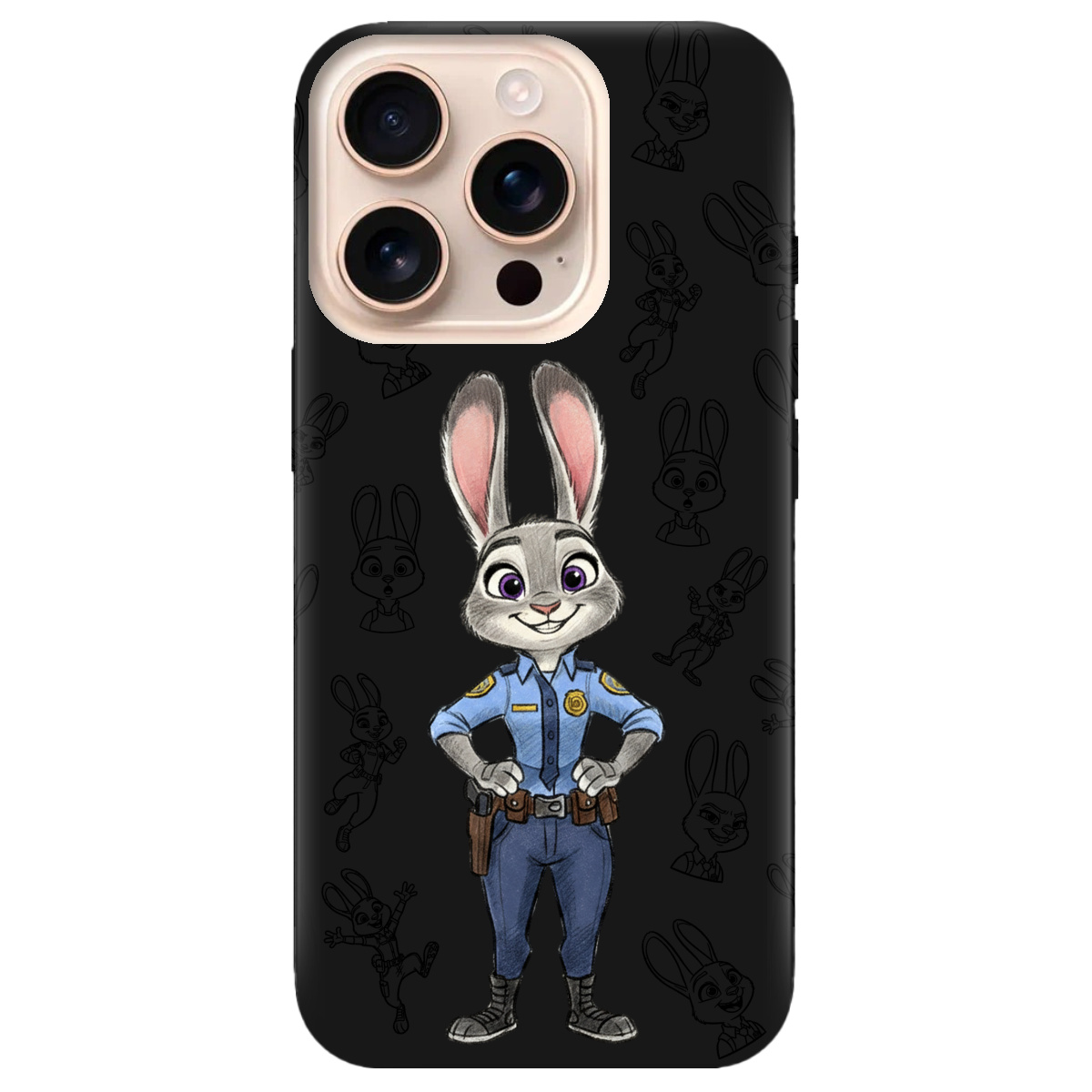 Чохол для Apple iPhone 16 Pro чорний матовий soft touch Зоотрополіс Джуді Judy - фото 1 - Чохли для телефонів