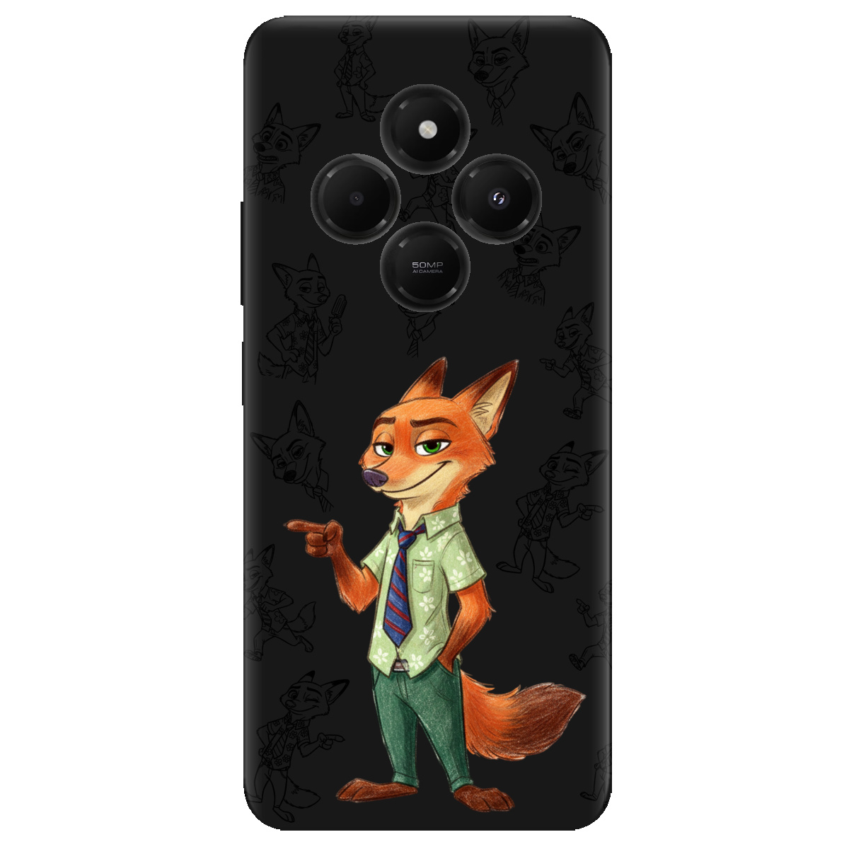 Чохол для Xiaomi Poco C75 чорний матовий soft touch Зоотрополіс Нік Nick - фото 1 - Чохли для телефонів