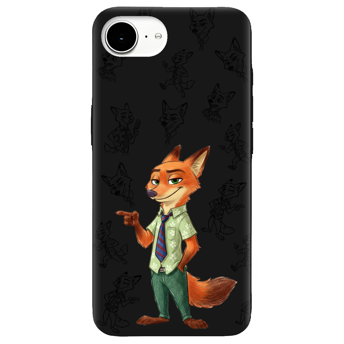 Чохол для Apple iPhone 16e чорний матовий soft touch Зоотрополіс Нік Nick - фото 1 - Чохли для телефонів