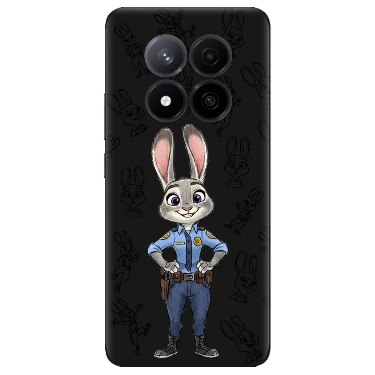 Чехол для Xiaomi Redmi Note 14 Pro + 5G черный матовый soft touch Зоотрополис Джуди Judy - фото 1 - Чехлы для телефонов