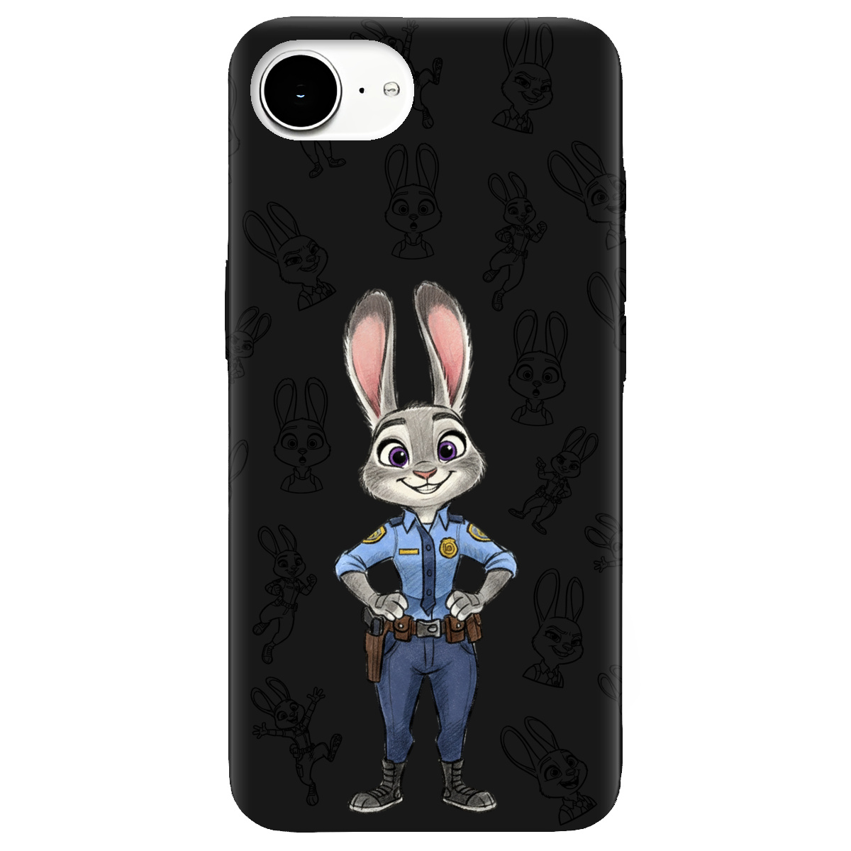 Чохол для Apple iPhone 16e чорний матовий soft touch Зоотрополіс Джуді Judy - фото 1 - Чохли для телефонів