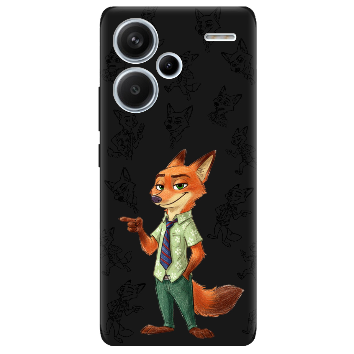 Чехол для Xiaomi Redmi Note 13 Pro + черный матовый soft touch Зоотрополис Ник Nick - фото 1 - Чехлы для телефонов
