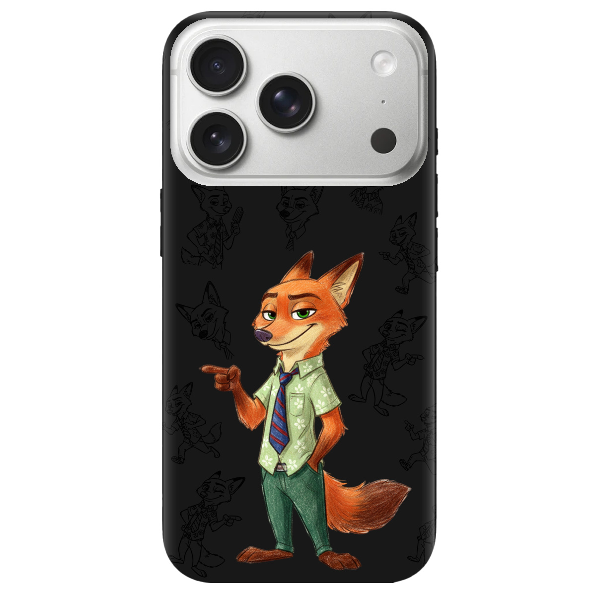 Чехол для Apple iPhone 17 Pro черный матовый soft touch Зоотрополис Ник Nick - фото 1 - Чехлы для телефонов