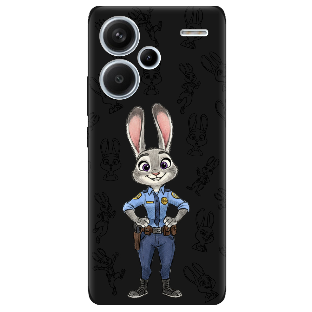 Чехол для Xiaomi Redmi Note 13 Pro + черный матовый soft touch Зоотрополис Джуди Judy - фото 1 - Чехлы для телефонов