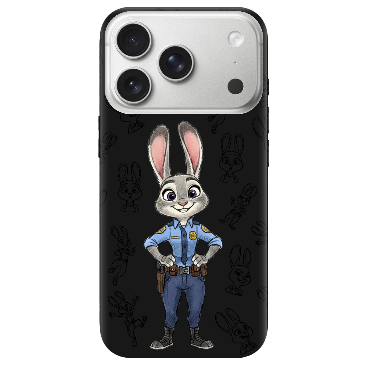 Чехол для Apple iPhone 17 Pro черный матовый soft touch Зоотрополис Джуди Judy - фото 1 - Чехлы для телефонов