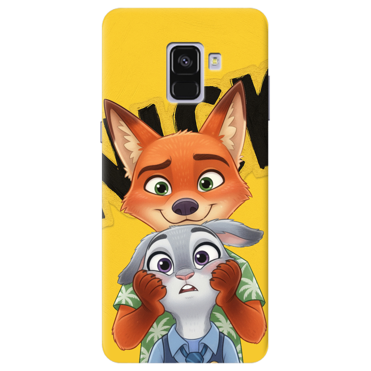 Чехол для Samsung Galaxy A8 2018 прозрачный Зоотрополис Ник и Джуди - фото 1 - Чехлы для телефонов