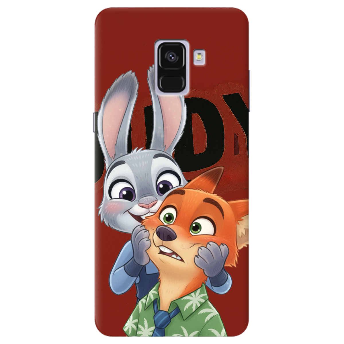 Чехол для Samsung Galaxy A8 Plus 2018 прозрачный Зоотрополис Джуди и Ник - фото 1 - Чехлы для телефонов