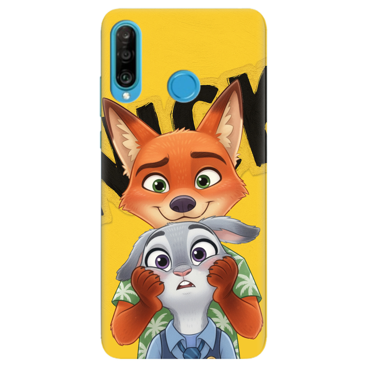 Чехол для Huawei P30 Lite прозрачный Зоотрополис Ник и Джуди - фото 1 - Чехлы для телефонов