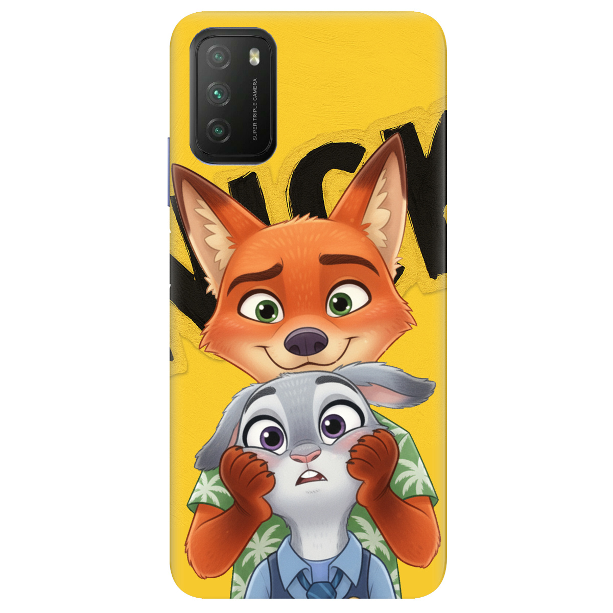 Чехол для Xiaomi Poco M3 прозрачный Зоотрополис Ник и Джуди - фото 1 - Чехлы для телефонов