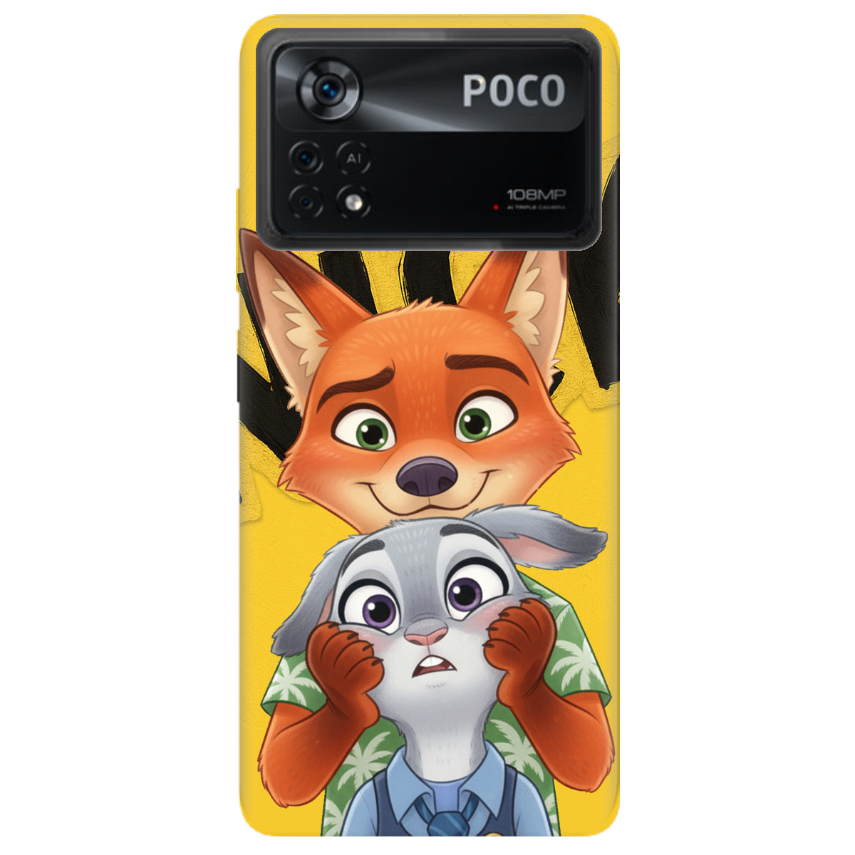 Чехол для Xiaomi Poco X4 Pro 5G прозрачный Зоотрополис Ник и Джуди - фото 1 - Чехлы для телефонов