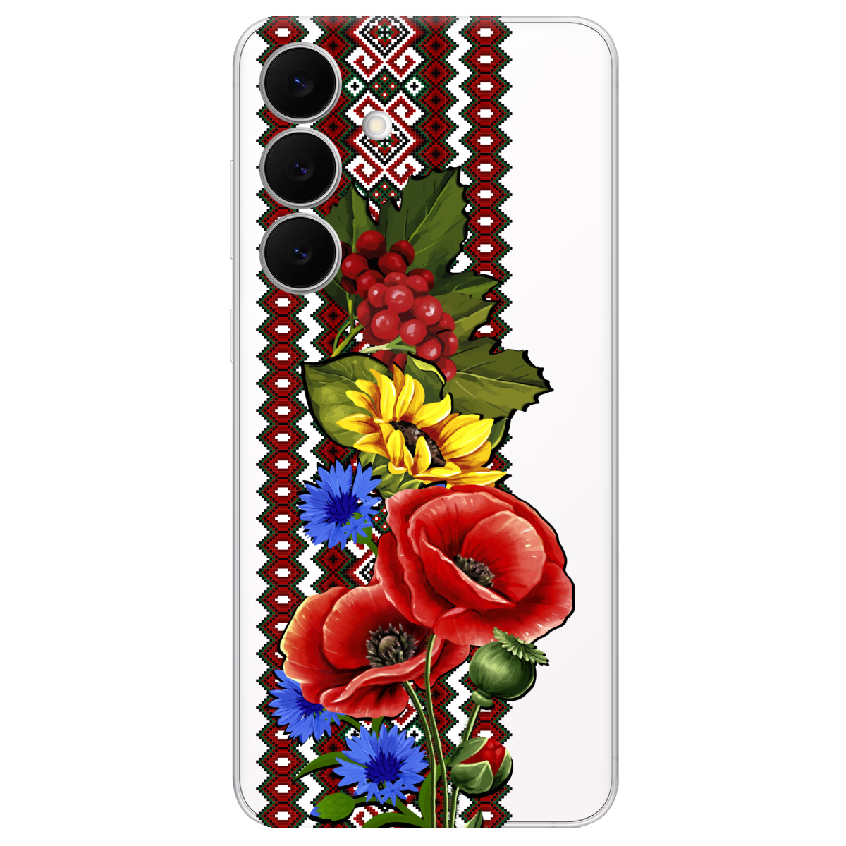 Чехол для Samsung Galaxy S25 FE прозрачный Ukraine ornament - фото 1 - Чехлы для телефонов