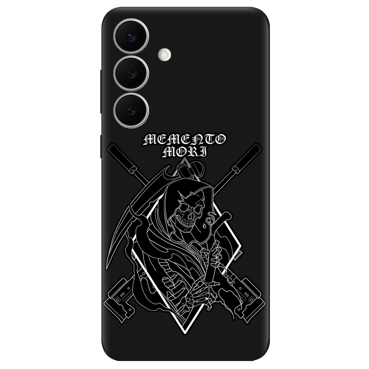 Чехол для Samsung Galaxy S25 FE черный матовый soft touch Пам'ятай про смерть - фото 1 - Чехлы для телефонов