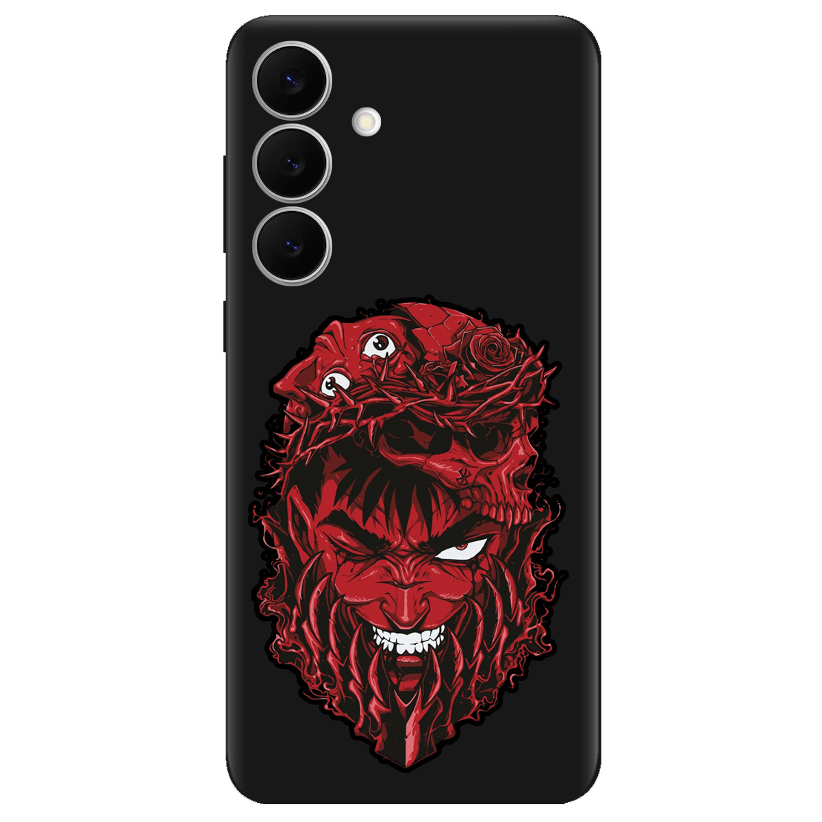 Чехол для Samsung Galaxy S25 FE черный матовый soft touch Red slip head - фото 1 - Чехлы для телефонов