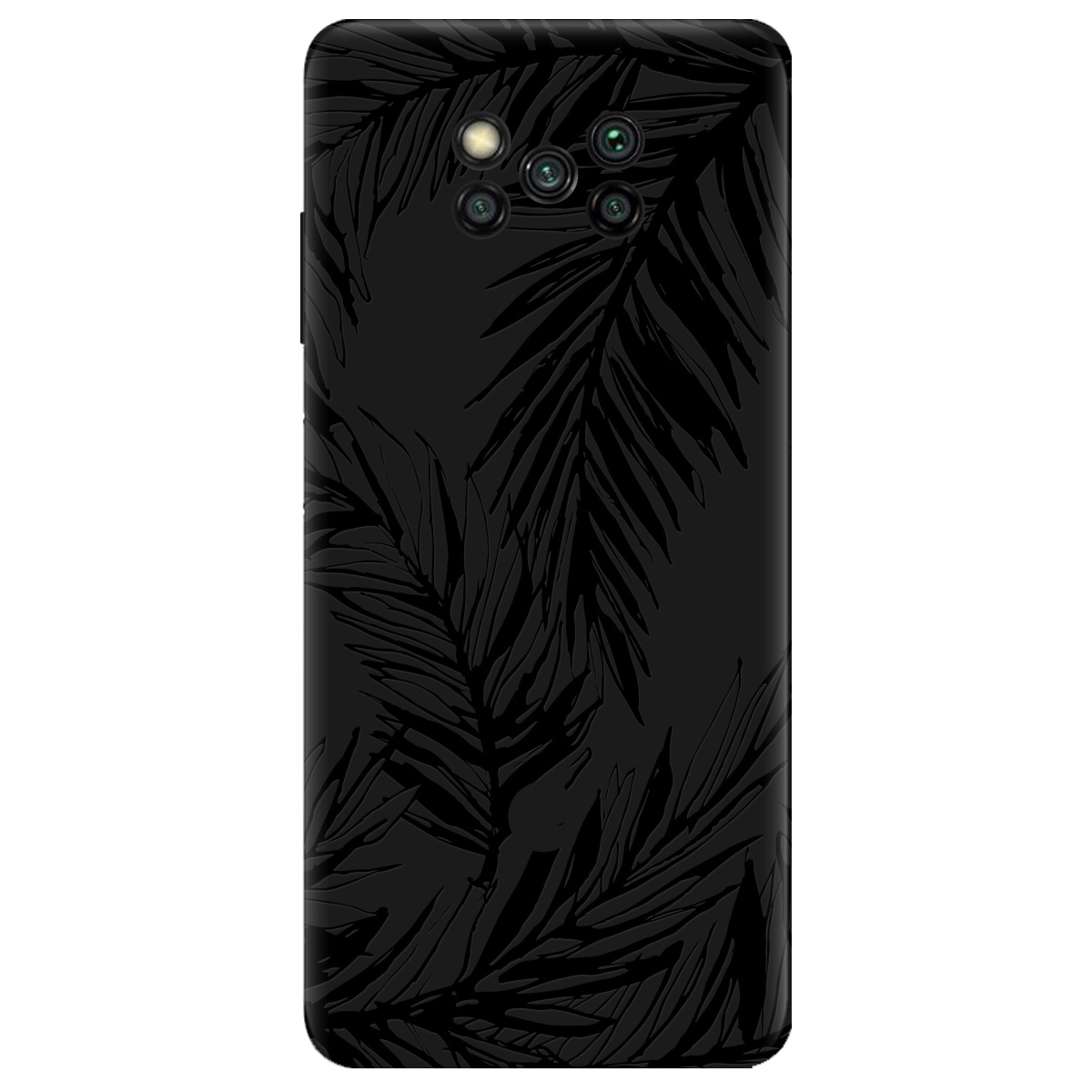 Чехол для Xiaomi Poco X3 черный матовый soft touch Tropics - фото 1 - Чехлы для телефонов