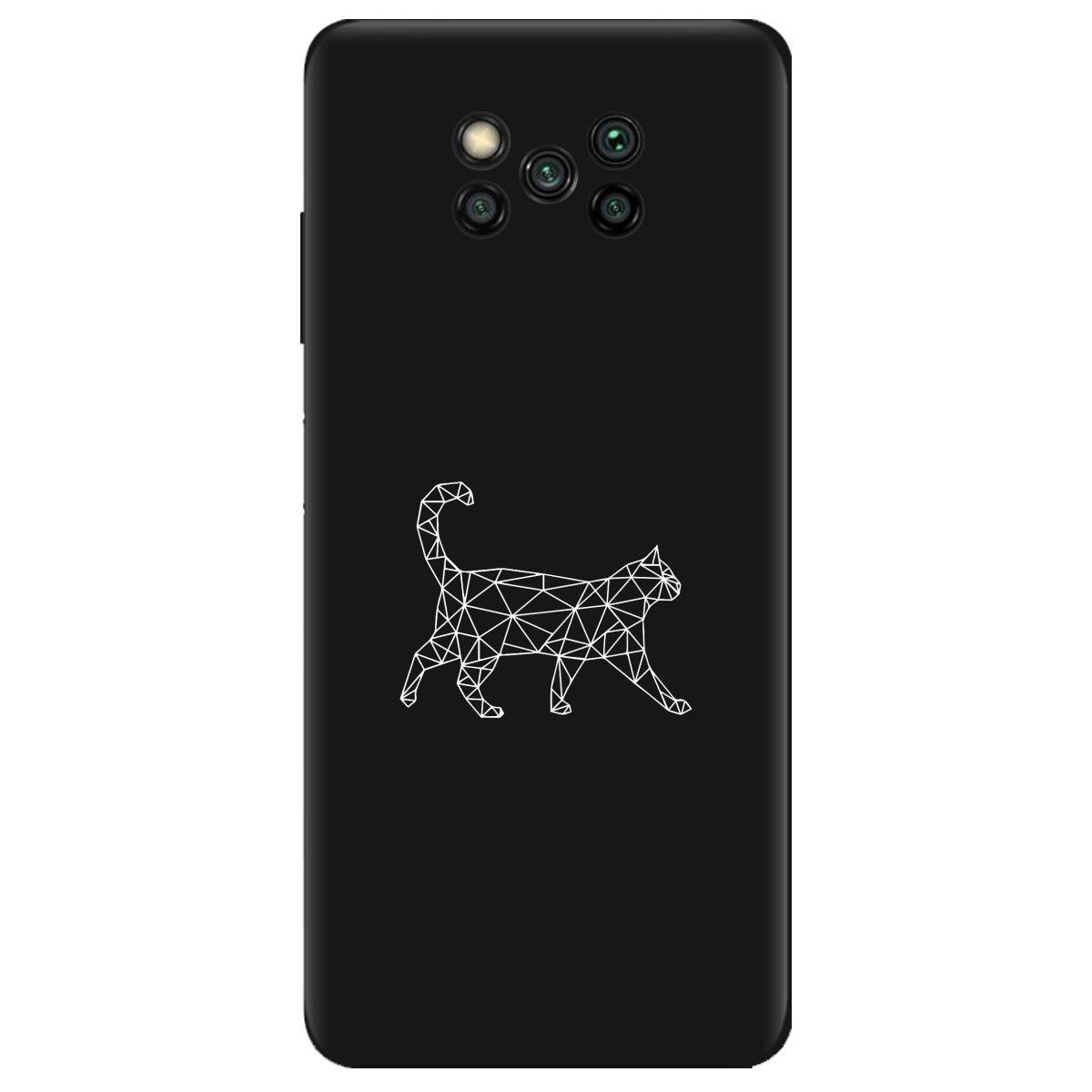 Чехол для Xiaomi Poco X3 черный матовый soft touch White cat - фото 1 - Чехлы для телефонов