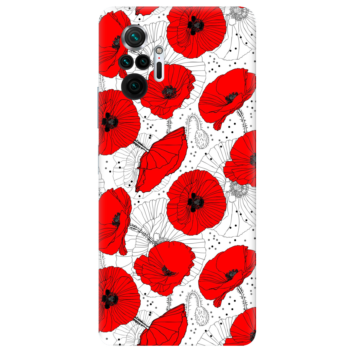 Чехол для Xiaomi Redmi Note 10 Pro прозрачный Red flower - фото 1 - Чехлы для телефонов