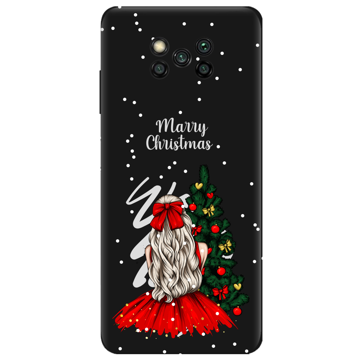 Чехол для Xiaomi Poco X3 черный матовый soft touch Beautiful christmas - фото 1 - Чехлы для телефонов