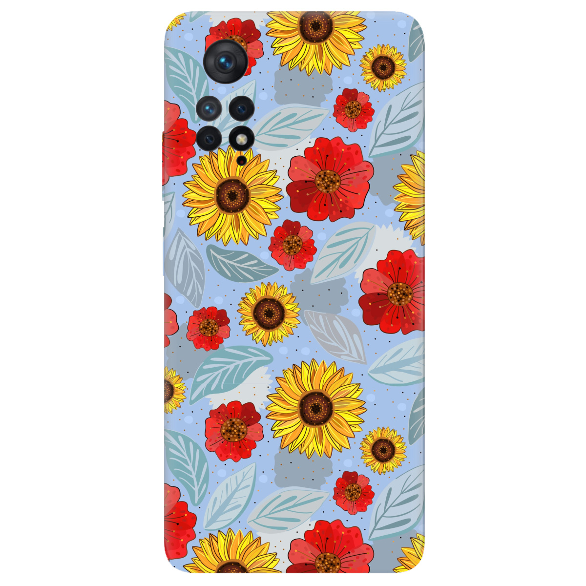 Чохол для Xiaomi Redmi Note 11 Pro прозорий Соняшники і маки - фото 1 - Чохли для телефонів
