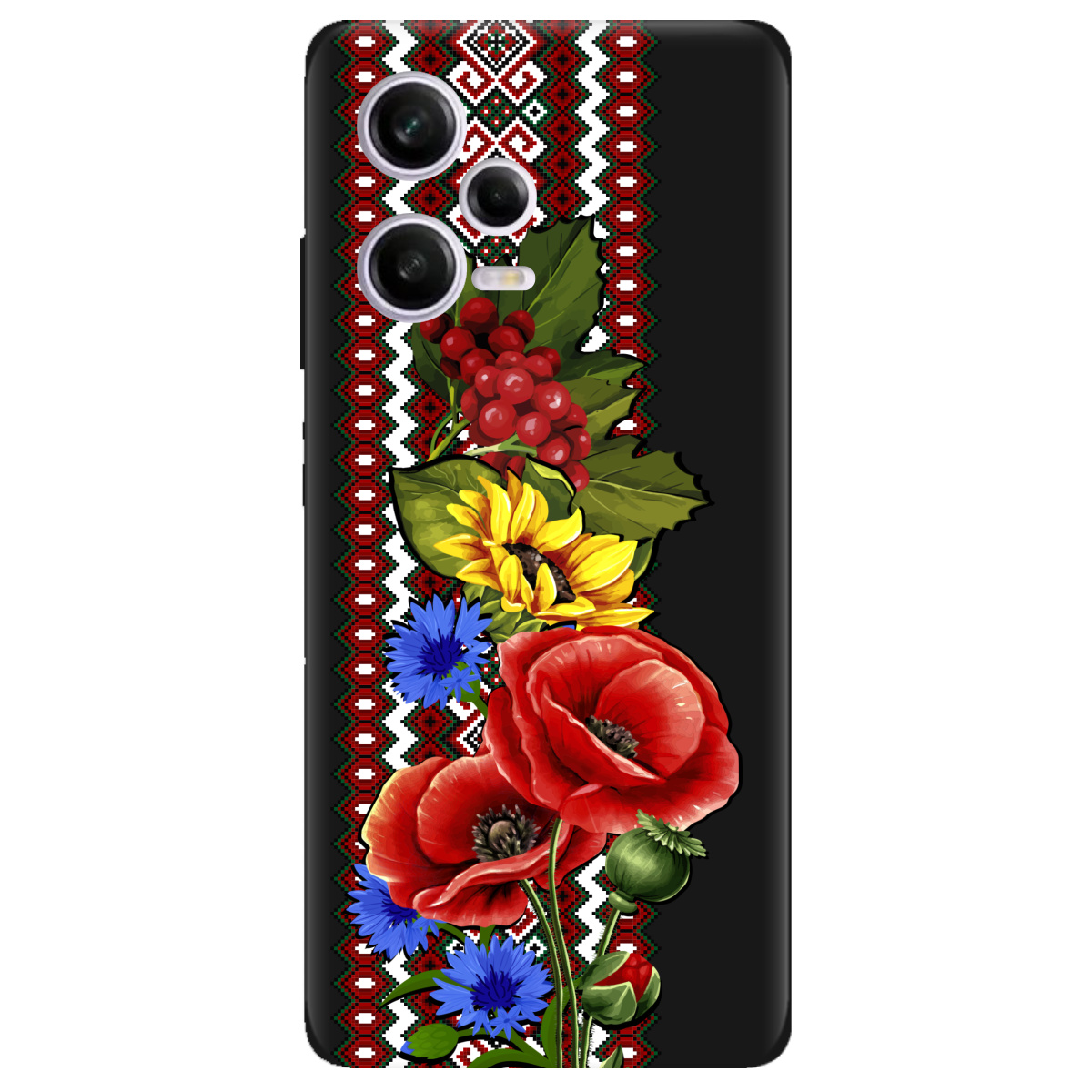 Чохол для Xiaomi Redmi Note 12 Pro 5G чорний матовий soft touch Ukraine ornament - фото 1 - Чохли для телефонів