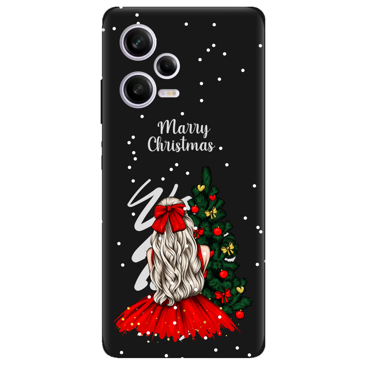 Чехол для Xiaomi Redmi Note 12 Pro 5G черный матовый soft touch Beautiful christmas - фото 1 - Чехлы для телефонов