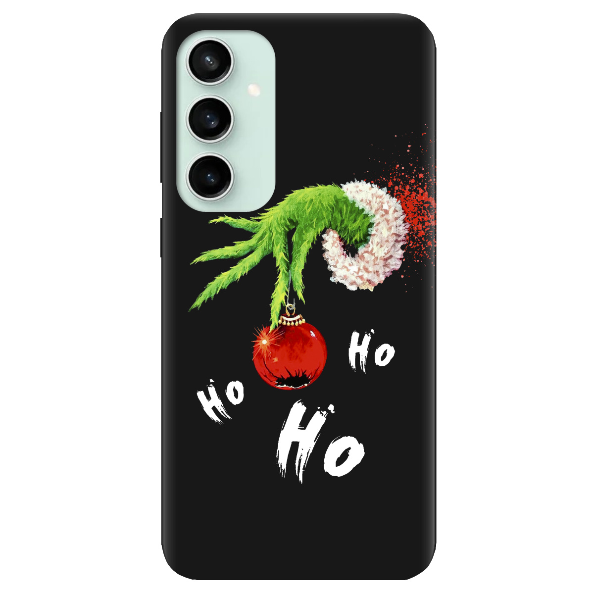 Чохол для Samsung Galaxy S23 FE чорний матовий soft touch Grinch HO HO HO - фото 1 - Чохли для телефонів