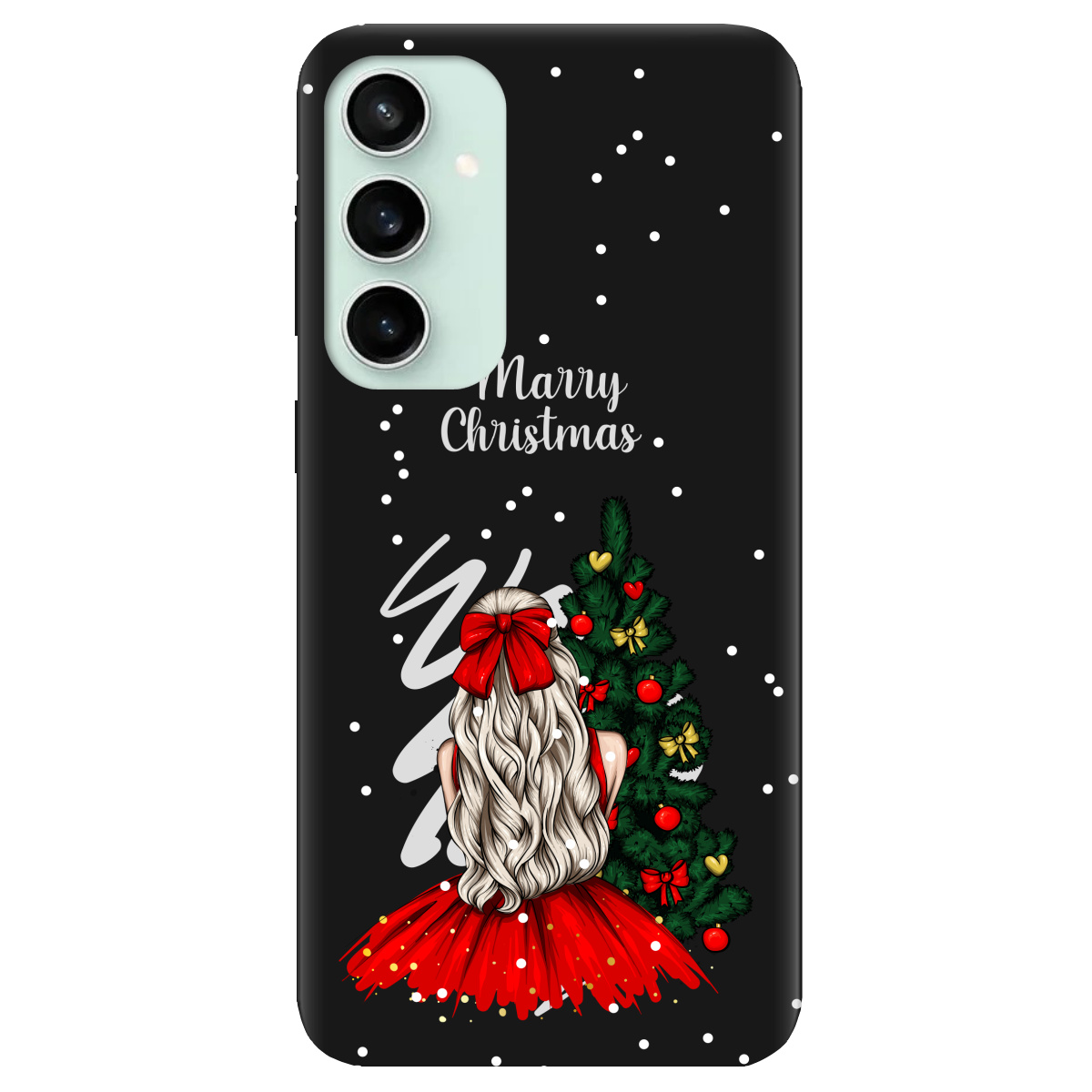 Чехол для Samsung Galaxy S23 FE черный матовый soft touch Beautiful christmas - фото 1 - Чехлы для телефонов