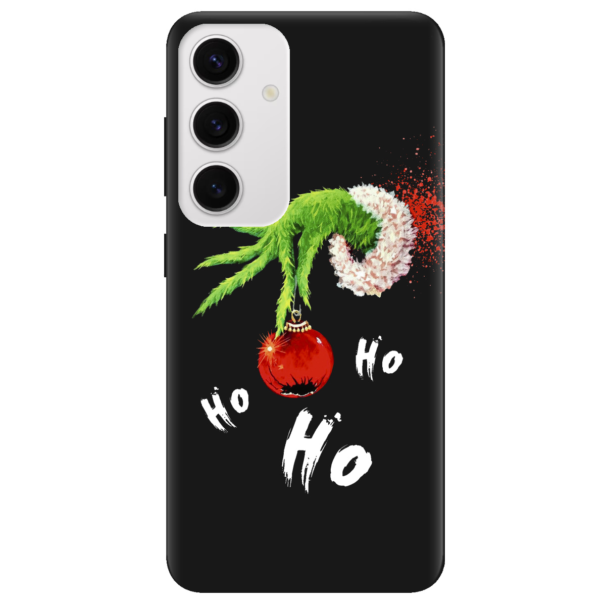 Чехол для Samsung Galaxy S24 черный матовый soft touch Grinch HO HO HO - фото 1 - Чехлы для телефонов