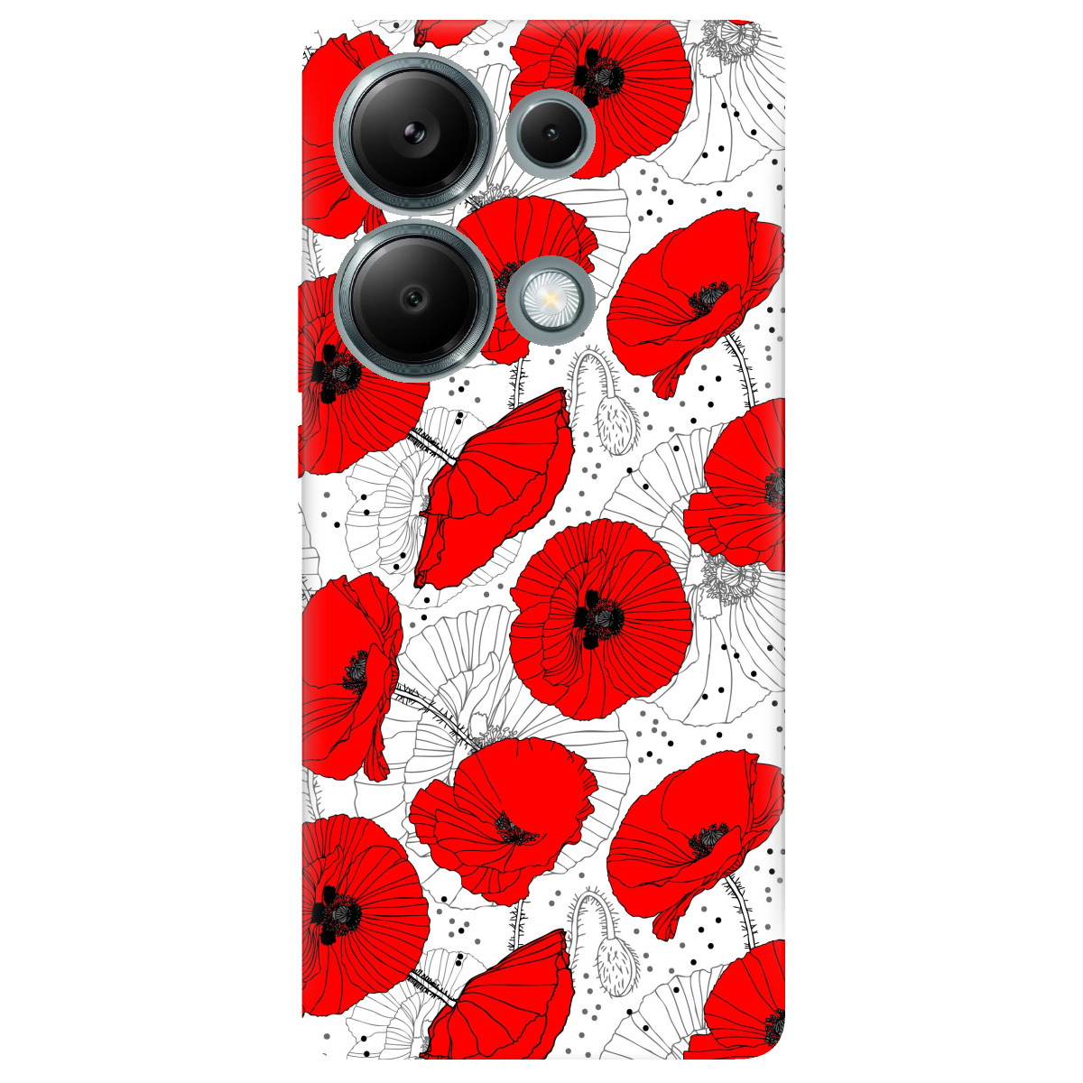 Чехол для Xiaomi Redmi Note 13 Pro 4G прозрачный Red flower - фото 1 - Чехлы для телефонов