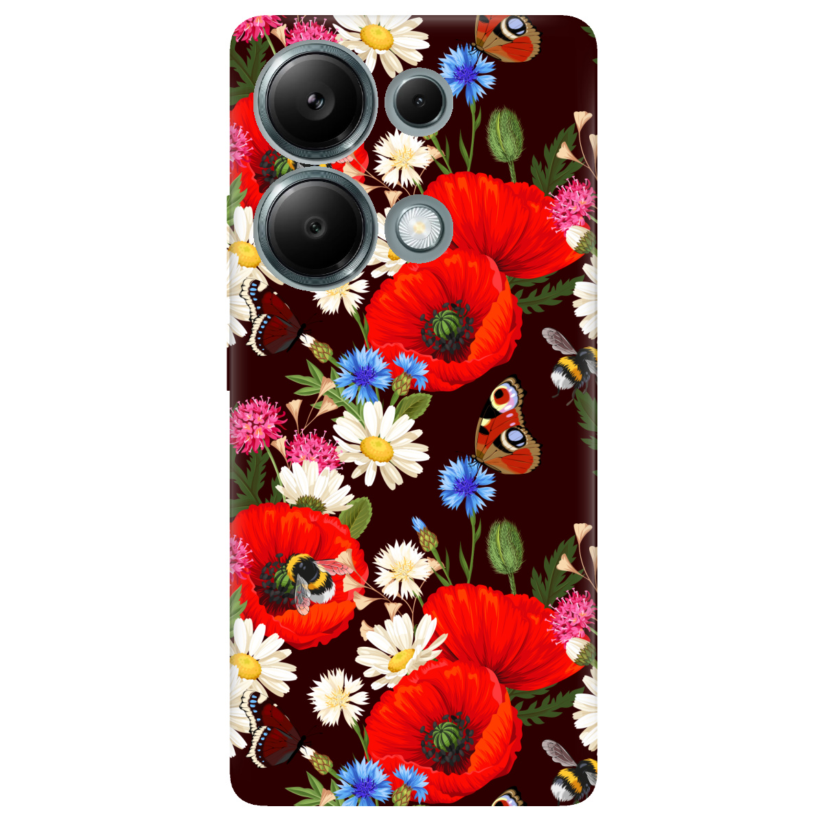 Чехол для Xiaomi Redmi Note 13 Pro 4G прозрачный Лугові квіти - фото 1 - Чехлы для телефонов