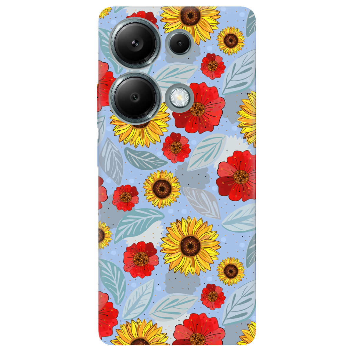 Чехол для Xiaomi Redmi Note 13 Pro 4G прозрачный Соняшники і маки - фото 1 - Чехлы для телефонов