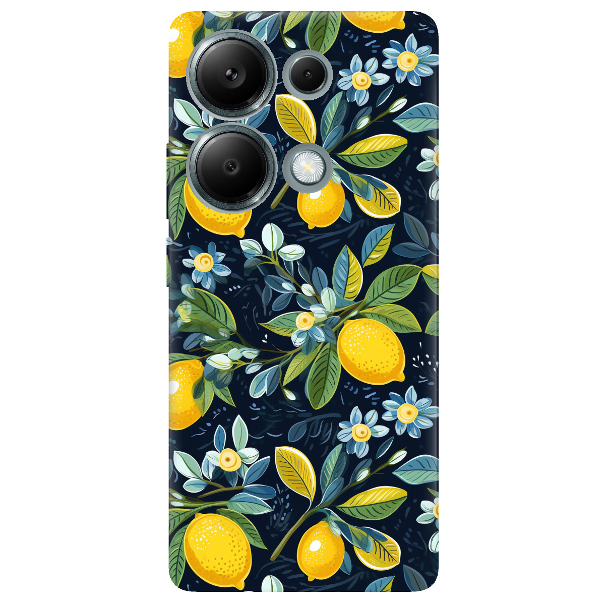 Чохол для Xiaomi Redmi Note 13 Pro 4G прозорий Lemon with flower - фото 1 - Чохли для телефонів