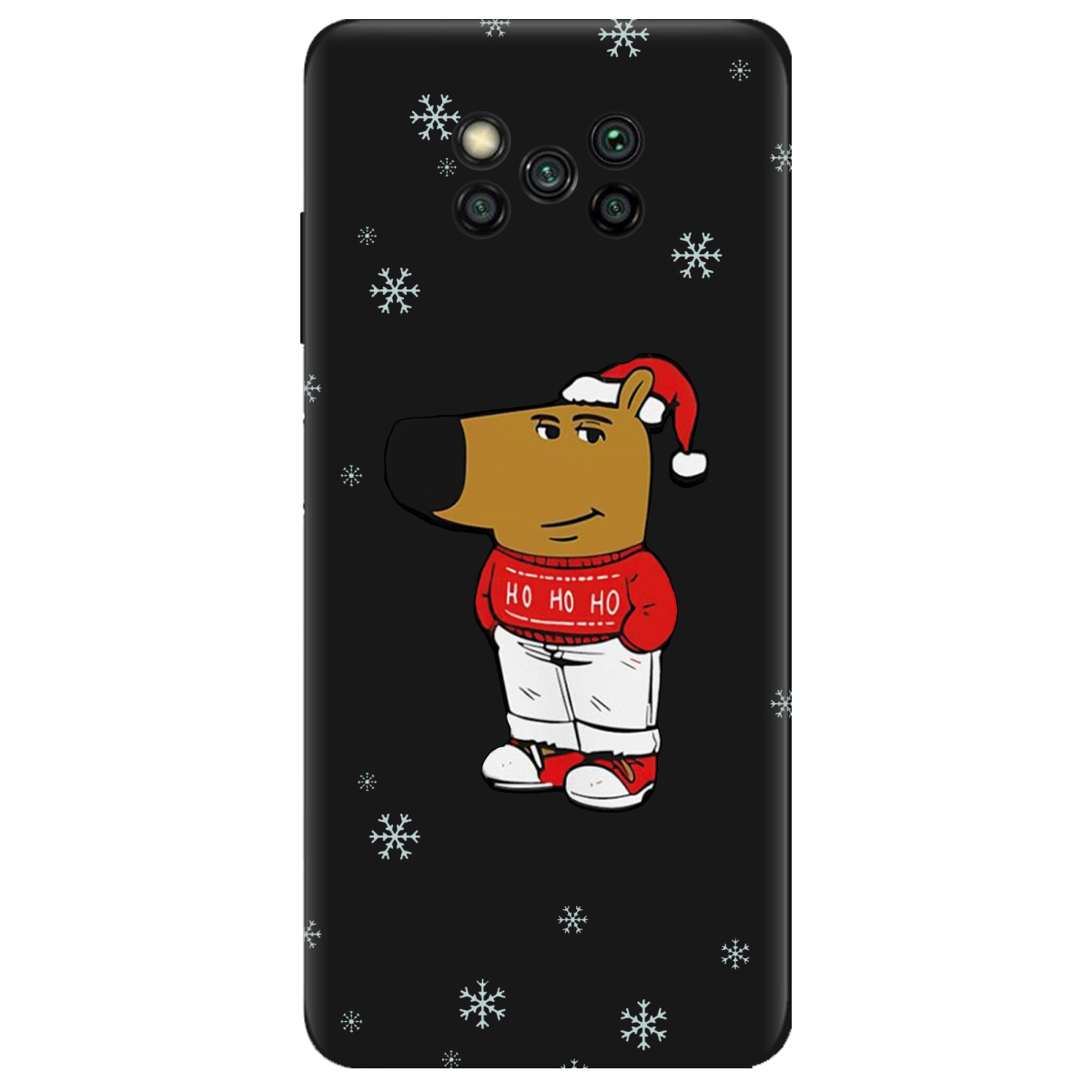Чехол для Xiaomi Poco X3 черный матовый soft touch Chill Guy Santa - фото 1 - Чехлы для телефонов