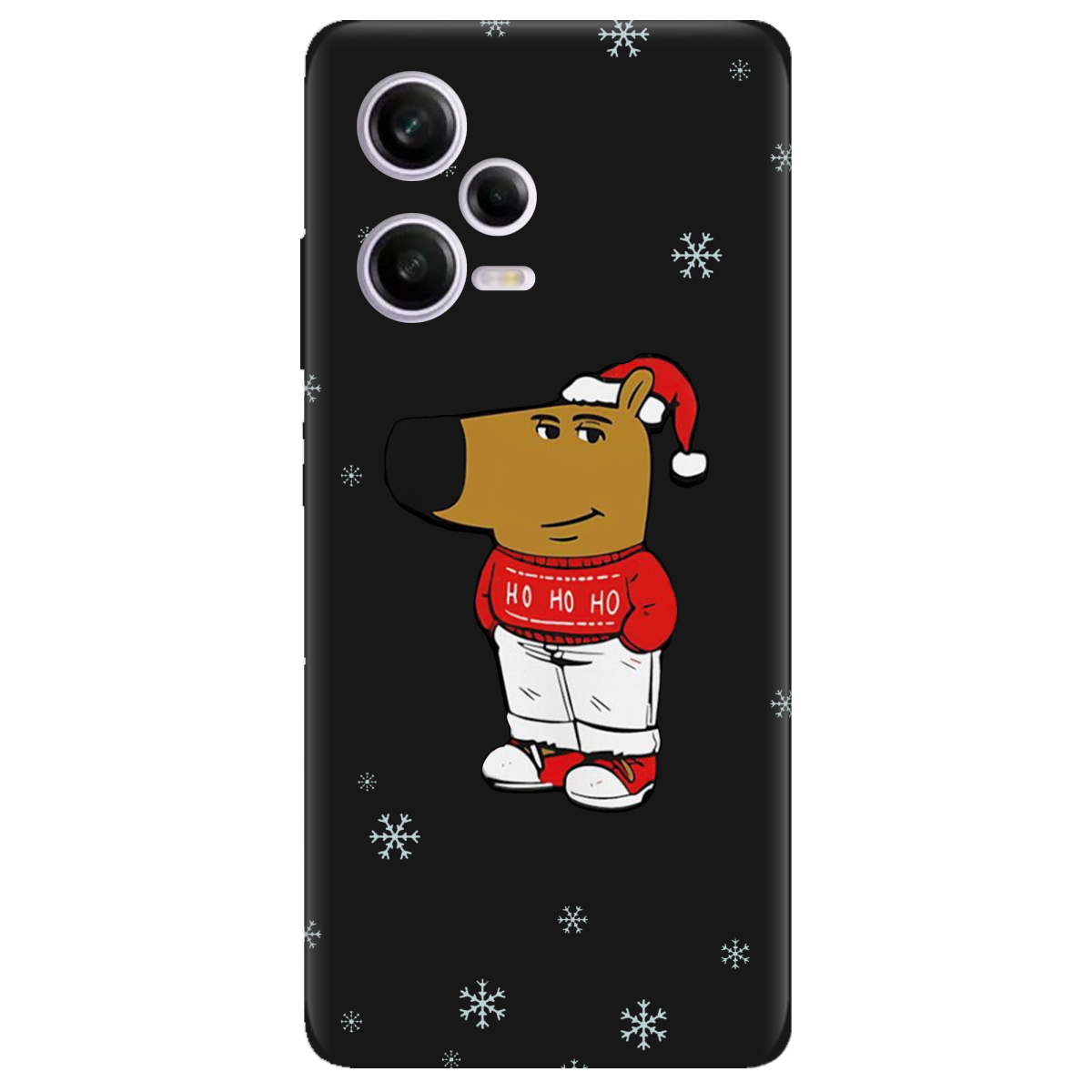 Чохол для Xiaomi Redmi Note 12 Pro 5G чорний матовий soft touch Chill Guy Santa - фото 1 - Чохли для телефонів