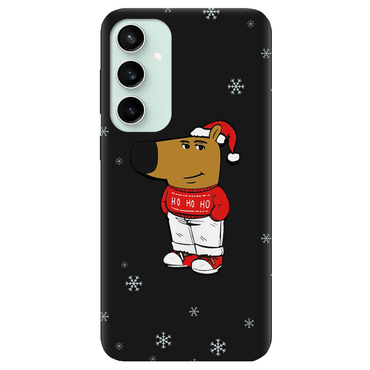 Чохол для Samsung Galaxy S23 FE чорний матовий soft touch Chill Guy Santa - фото 1 - Чохли для телефонів