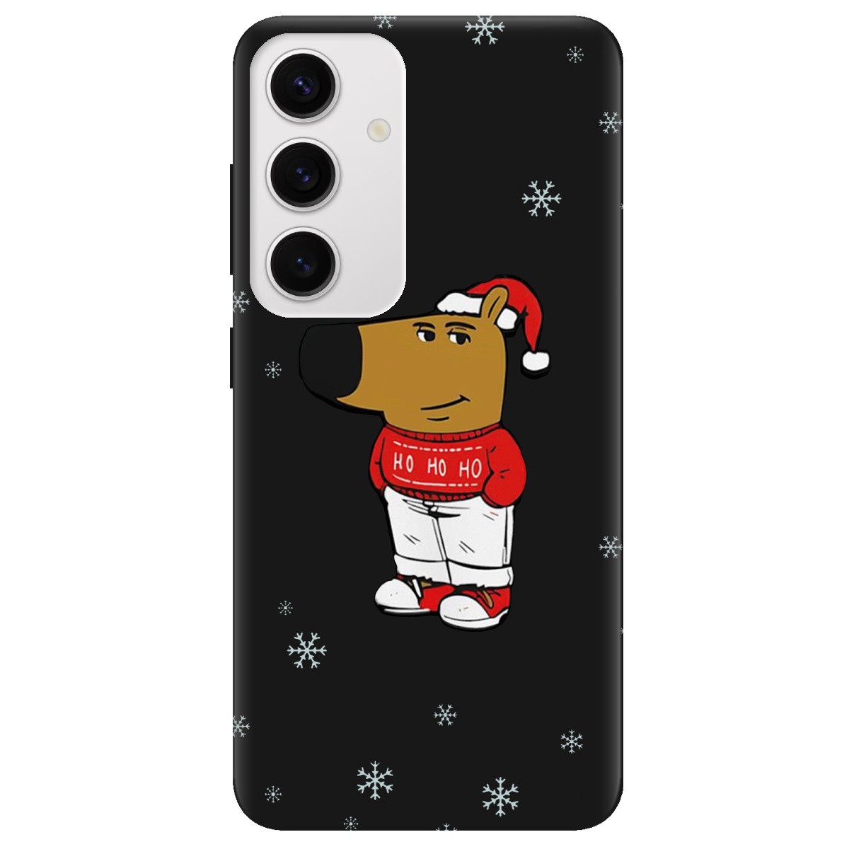 Чехол для Samsung Galaxy S24 черный матовый soft touch Chill Guy Santa - фото 1 - Чехлы для телефонов