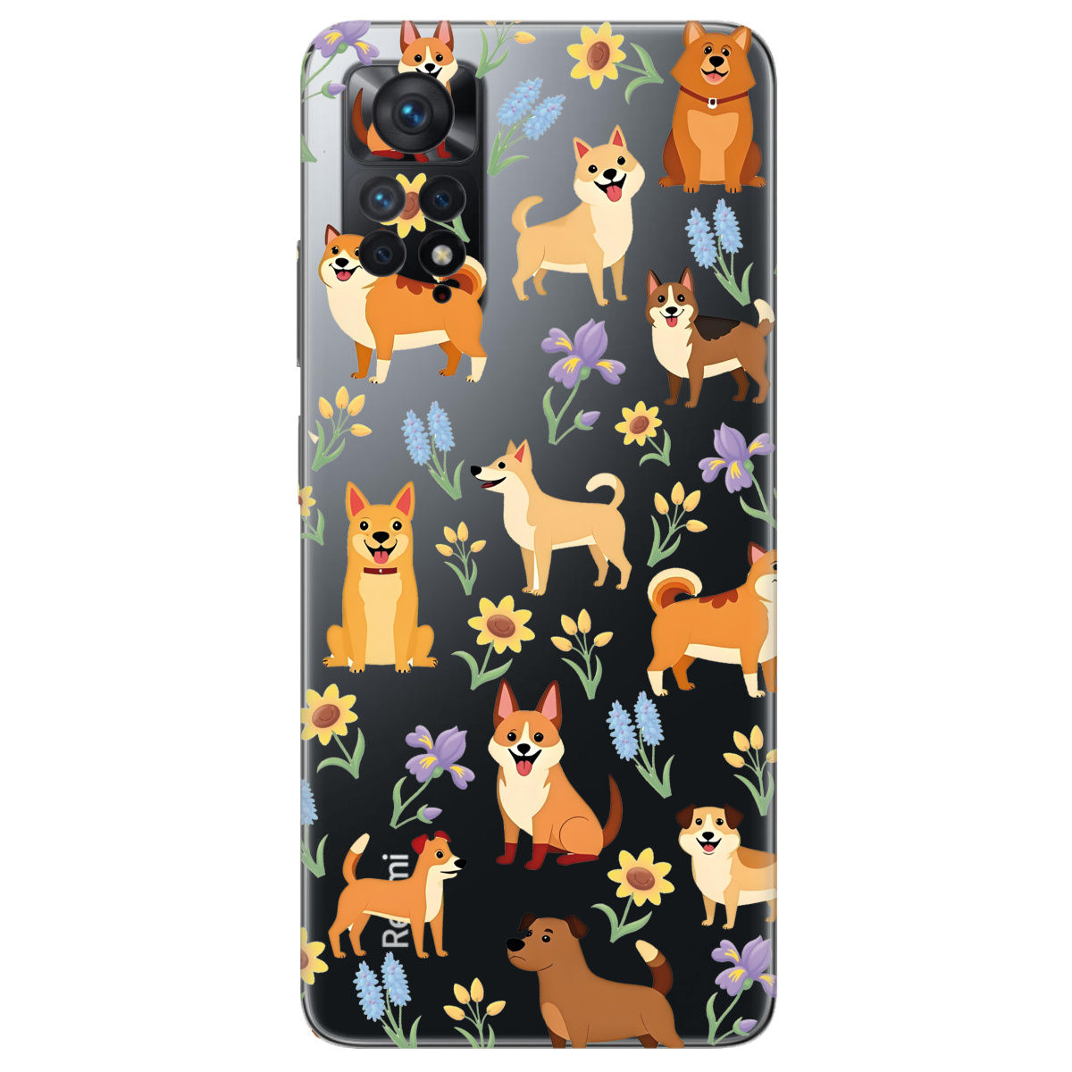 Чехол для Xiaomi Redmi Note 11 Pro прозрачный Blooming Puppies - фото 1 - Чехлы для телефонов
