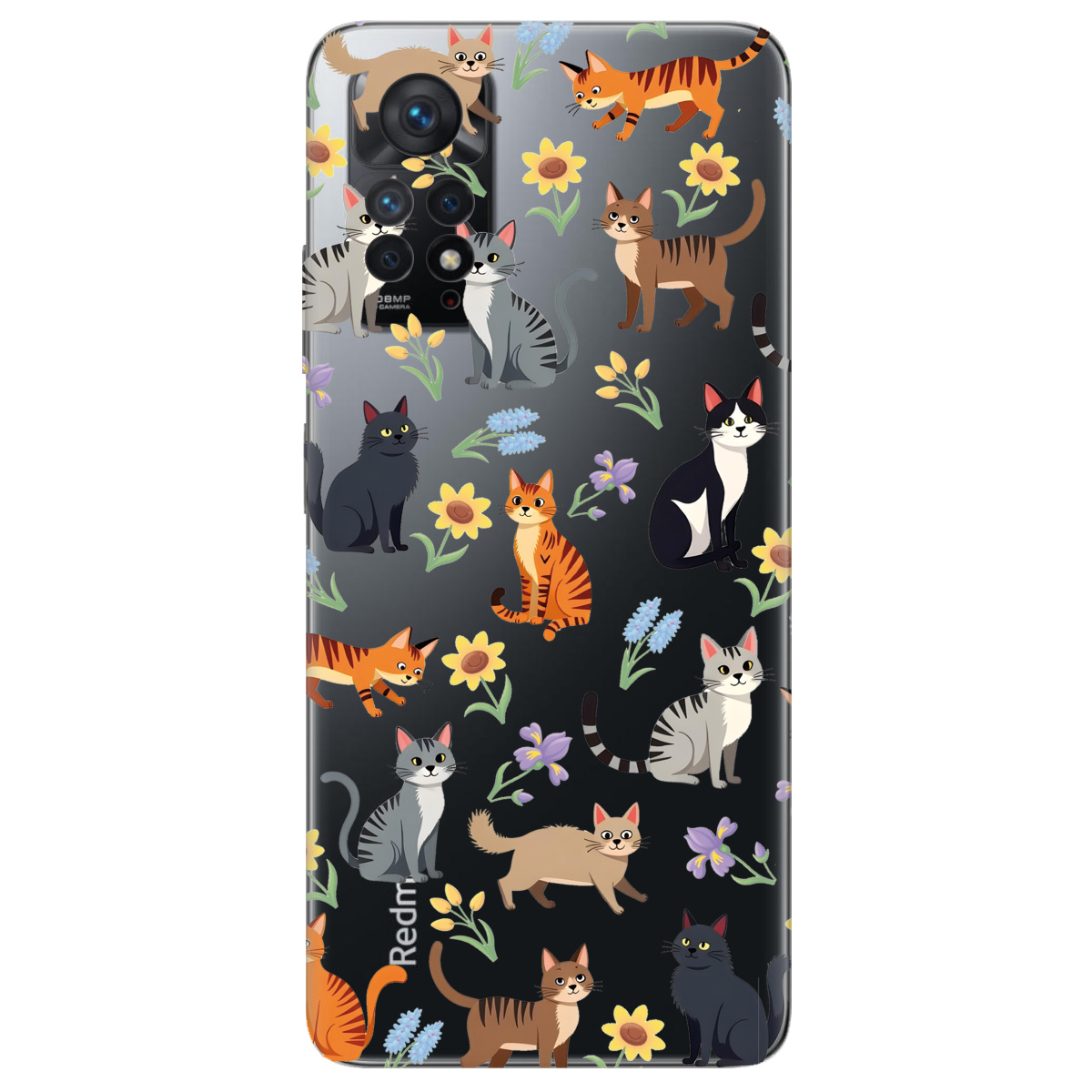 Чехол для Xiaomi Redmi Note 11 Pro прозрачный Blooming Kittens - фото 1 - Чехлы для телефонов