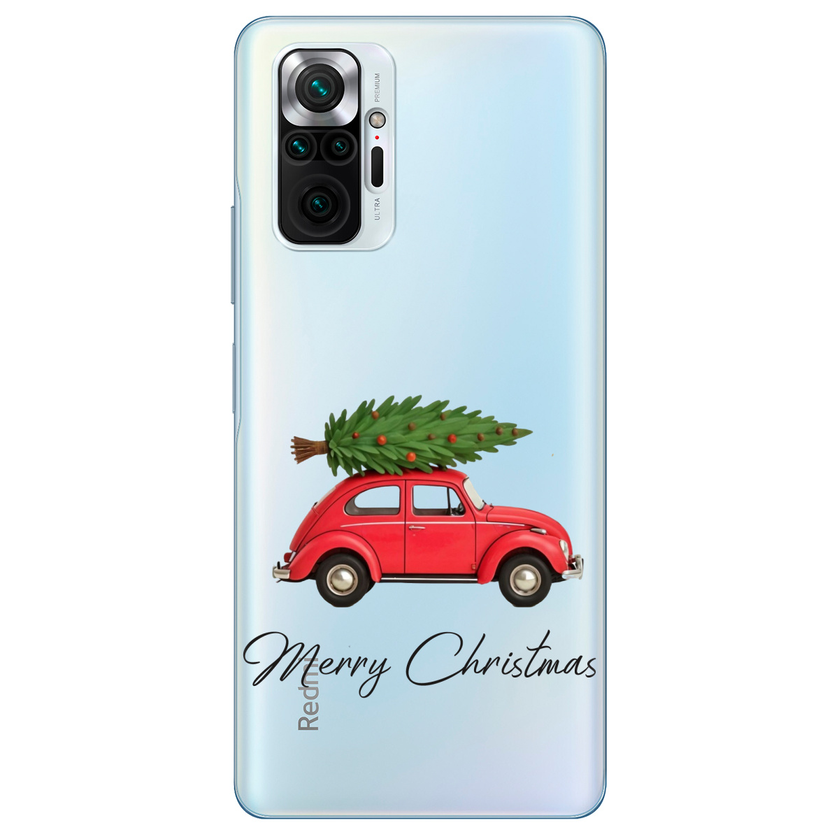 Чехол для Xiaomi Redmi Note 10 Pro прозрачный Christmas on Wheels - фото 1 - Чехлы для телефонов