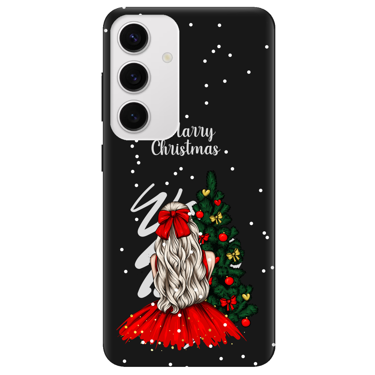 Чохол для Samsung Galaxy S25 чорний матовий soft touch Beautiful christmas - фото 1 - Чохли для телефонів