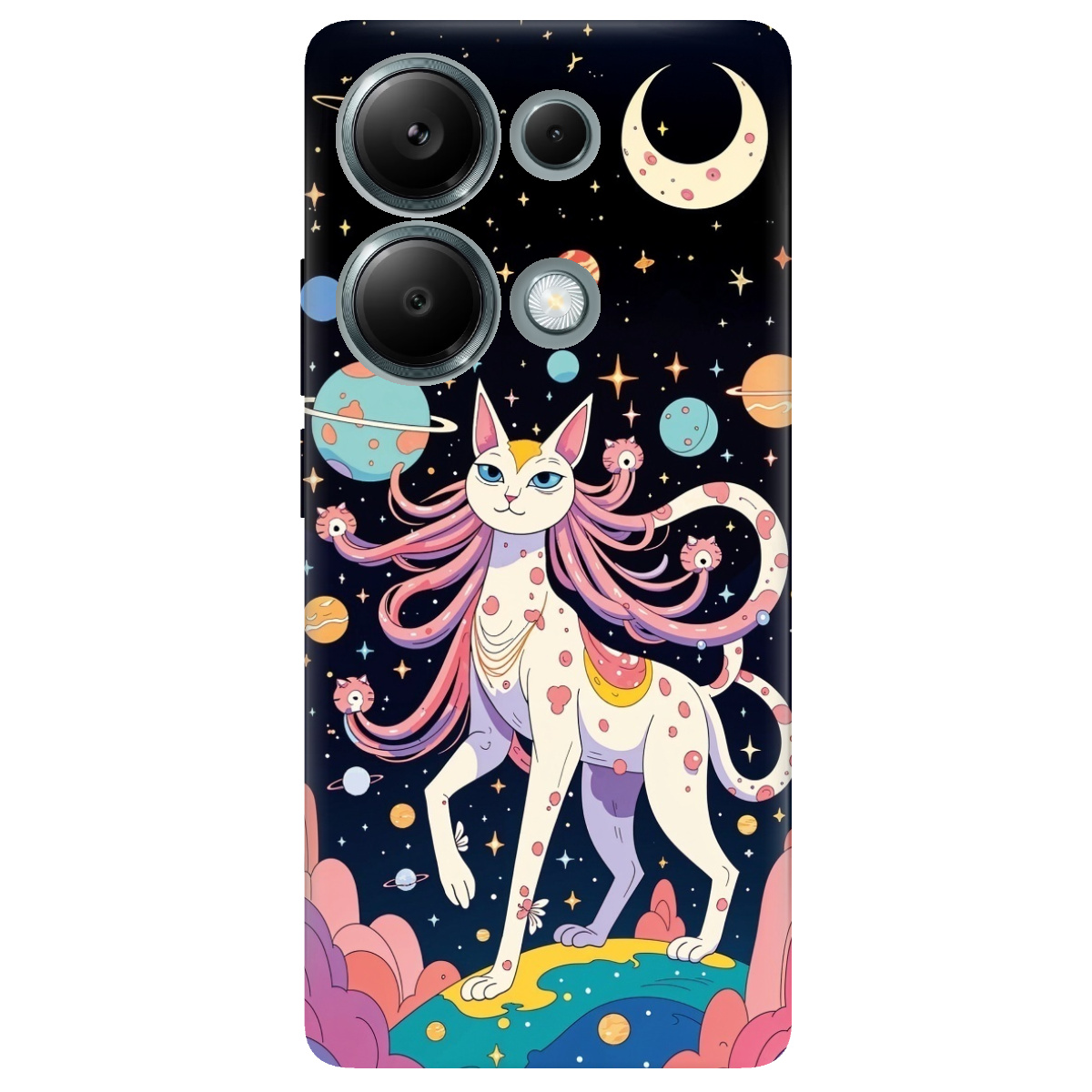 Чехол для Xiaomi Redmi Note 13 Pro 4G прозрачный Cosmic Cat - фото 1 - Чехлы для телефонов