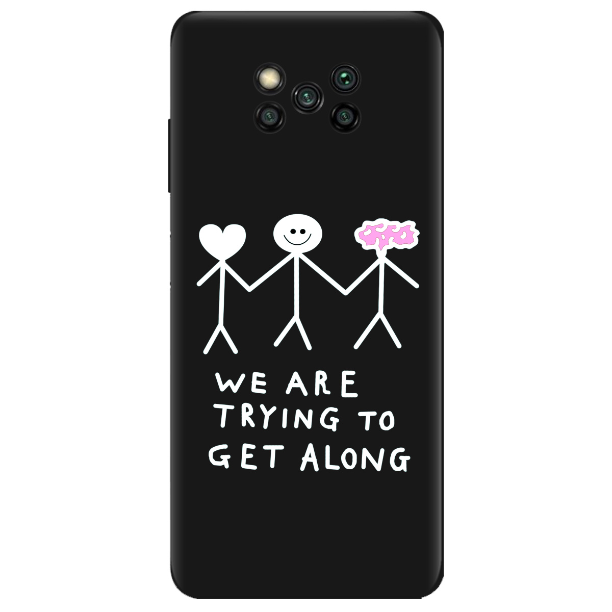 Чехол для Xiaomi Poco X3 черный матовый soft touch We are trying - фото 1 - Чехлы для телефонов