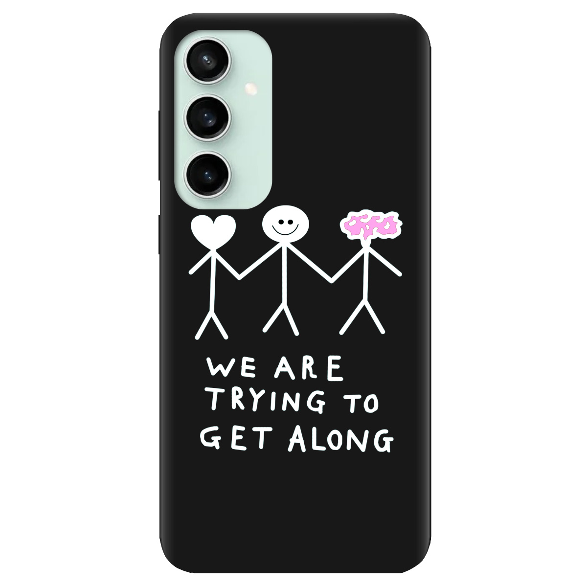 Чохол для Samsung Galaxy S23 FE чорний матовий soft touch We are trying - фото 1 - Чохли для телефонів