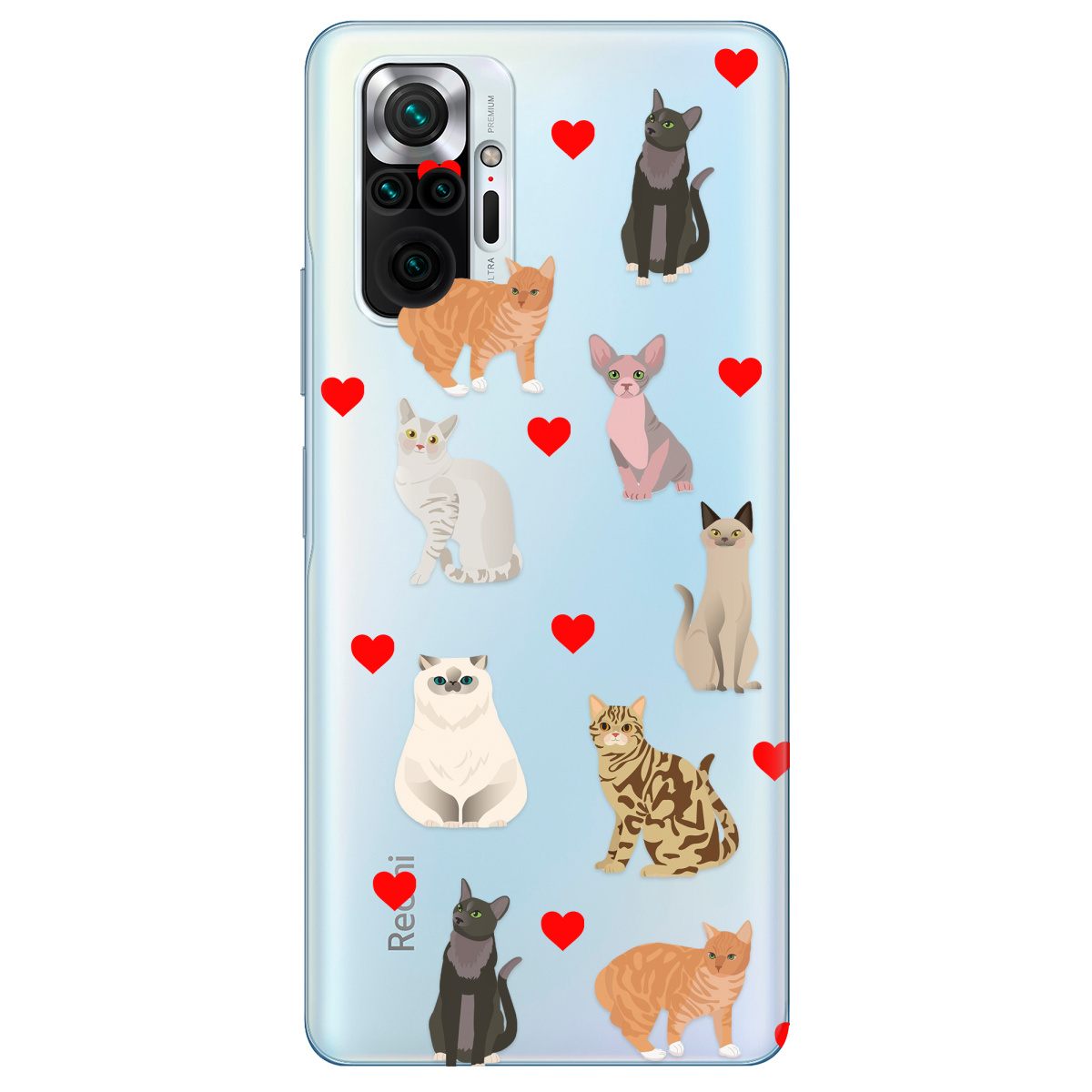 Чехол для Xiaomi Redmi Note 10 Pro прозрачный Любов у кожному мяу - фото 1 - Чехлы для телефонов