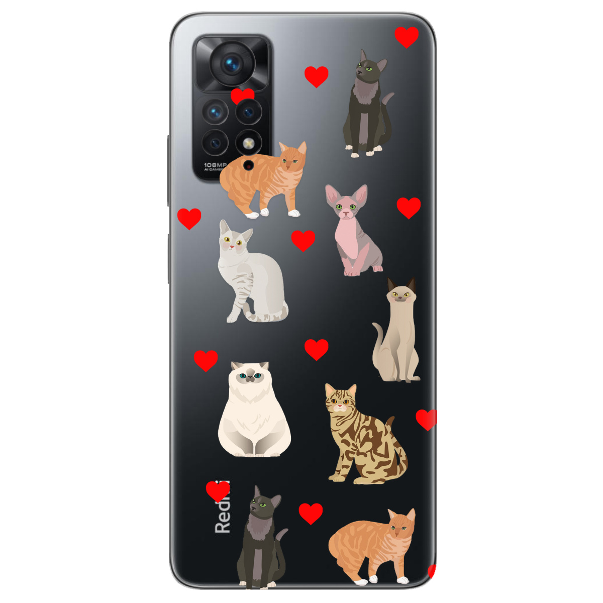 Чохол для Xiaomi Redmi Note 11 Pro прозорий Любов у кожному мяу - фото 1 - Чохли для телефонів