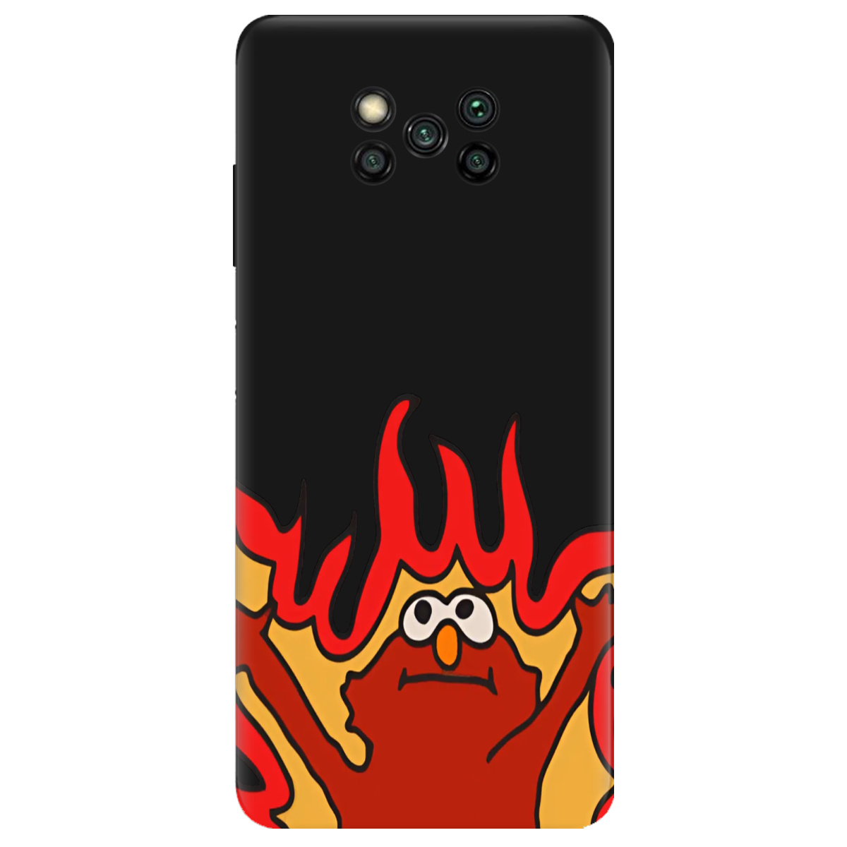 Чехол для Xiaomi Poco X3 черный матовый soft touch Хаос у вогні - фото 1 - Чехлы для телефонов